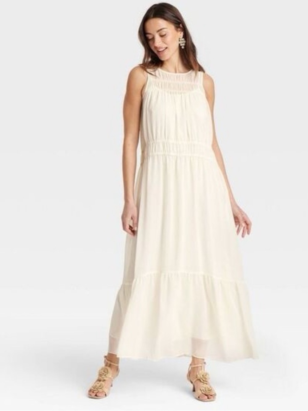 a new day Cream Sleeveless Maxi Dress